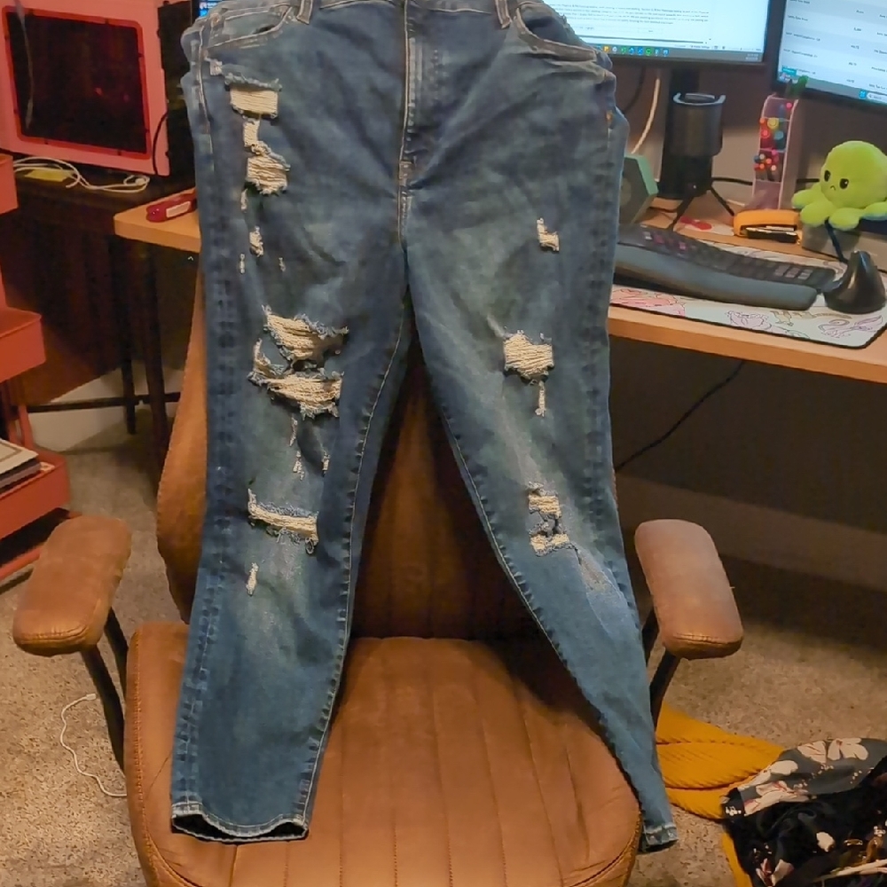 Distressed Blue Jeans